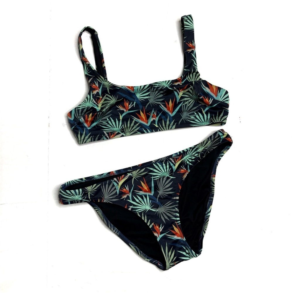 MeUndies Blue Flower of Paradise Swim Suit Top and Bikini Bottom